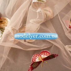 Ткань Сетка с вышивкой (бабочки)